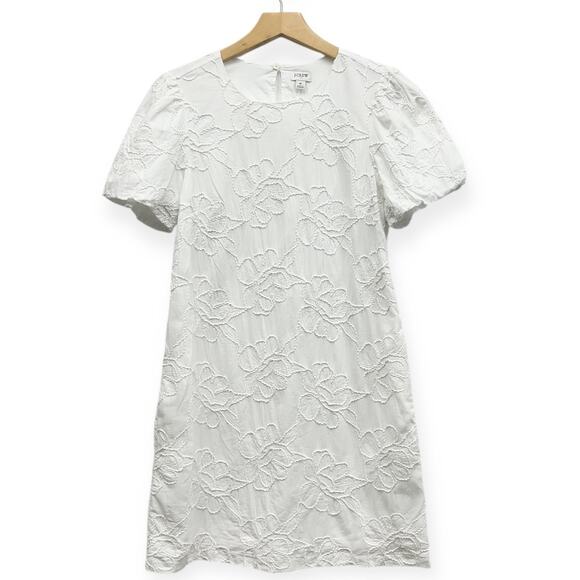 J.Crew Factory Eyelet Puff-sleeve Mini Dress in White CI022 size 6 NWT - Picture 2 of 6